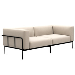 3d render white sofa couch home decor with transparent background