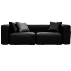 3d render black sofa couch home decor with transparent background