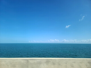 Florida Keys Highway Ocean View with Clear Blue Sky