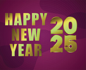 2025 Happy New Year Design Gold And Purple Elegant Abstract Logo Symbol Vector Illustration