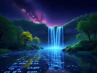 Binary Blue River Night Sky