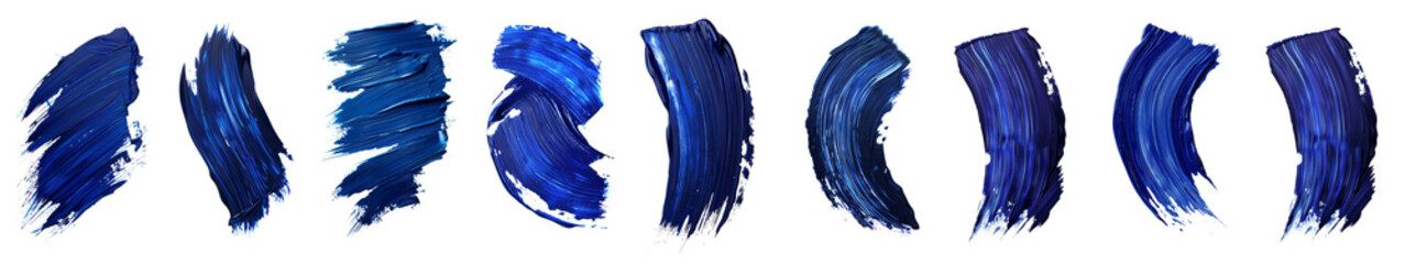 Indigo  paint brush stroke, hyperrealistic, highly detailed, isolated on transparent background, generative ai.