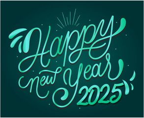 Happy New Year 2025 Design Green Glitter Elegant Abstract Logo Symbol Vector Illustration