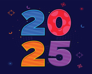Happy New Year 2025 Design Multicolor Festive Abstract Logo Symbol Vector Illustration