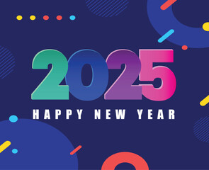 Happy New Year 2025 Design Multicolor Festive Abstract Logo Symbol Vector Illustration