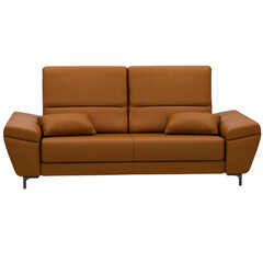 3d render brown leather sofa home decor with transparent background