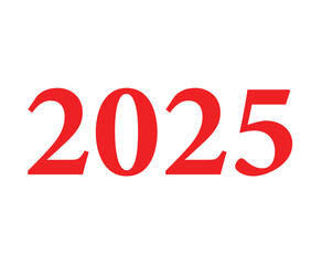 2025 Happy New Year Design Red Abstract Logo Symbol Vector Illustration
