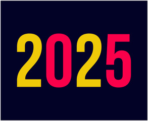 2025 Happy New Year Design Pink And Yellow Festive Abstract Logo Symbol Vector Illustration With Blue Background