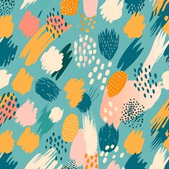 Seamless vibrant abstract pattern with dynamic brushstrokes for modern textile designs

