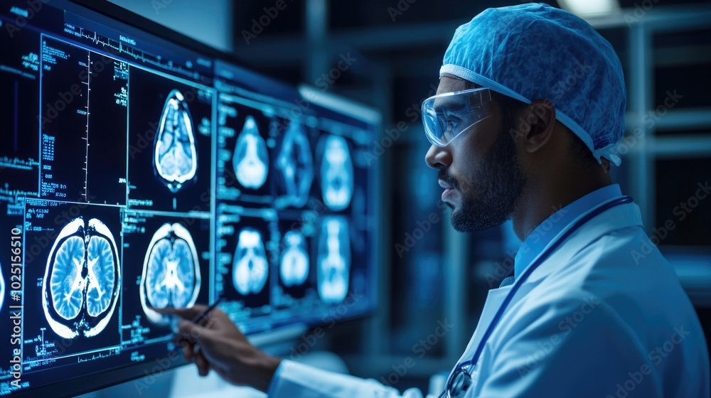 Poster A professional in a lab setting reviews data on a monitor