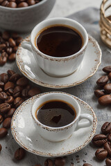 cup of coffee with beans