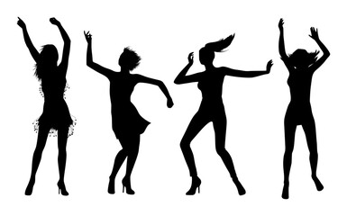 Dancing Girls Silhouette Vector Set