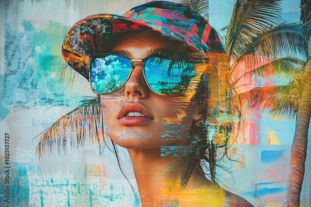 Canvas Prints A woman with sunglasses and a hat, ready for an adventure