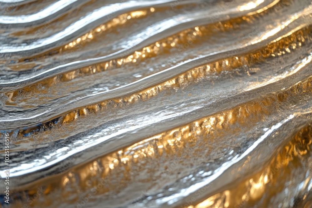 Poster a close-up shot of the shiny surface of water with ripples and reflections