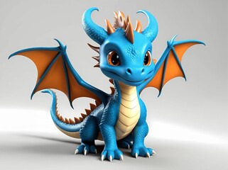 Fototapeta premium 3D Illustration Art, Closeup Shot of An Adorable Dragon, Isolated over a Background