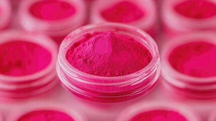 Close-Up of Carmine Extraction Process with Dried Cochineal Insects Ground into Red Pigment and Collected in a Small Jar