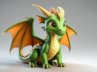 Obraz premium 3D Illustration Art, Closeup Shot of An Adorable Dragon, Isolated over a Background