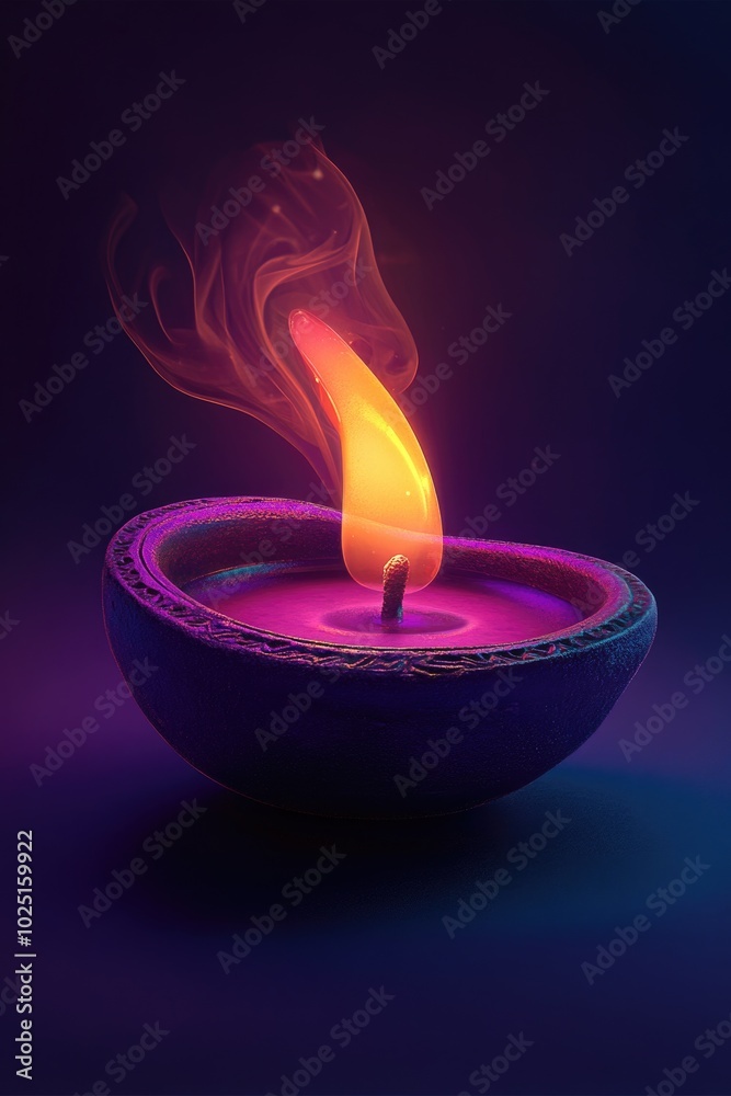 Poster A lit candle emits smoke into the air, providing a warm and cozy glow