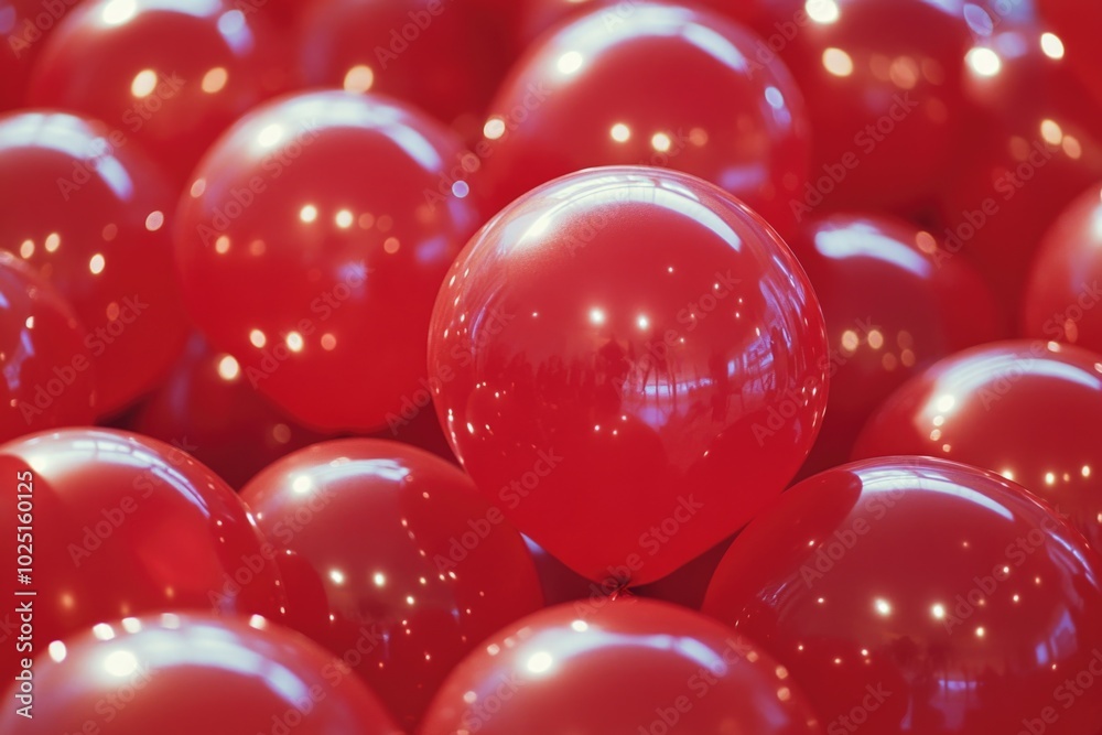 Canvas Prints A cluster of bright red balloons drifting through the atmosphere, perfect for celebrations or decorative use