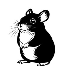 Hamster in Black and White Vector Art
