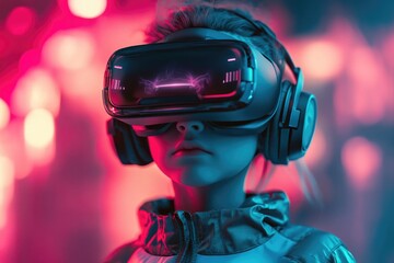 Naklejka premium A person listening to music on the go, ideal for use in scenes about modern life, technology, or personal moments