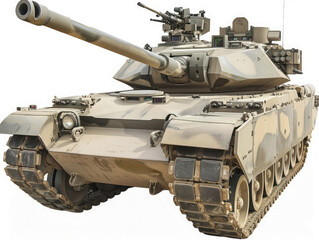 Side View of a Military Armored Combat Tank