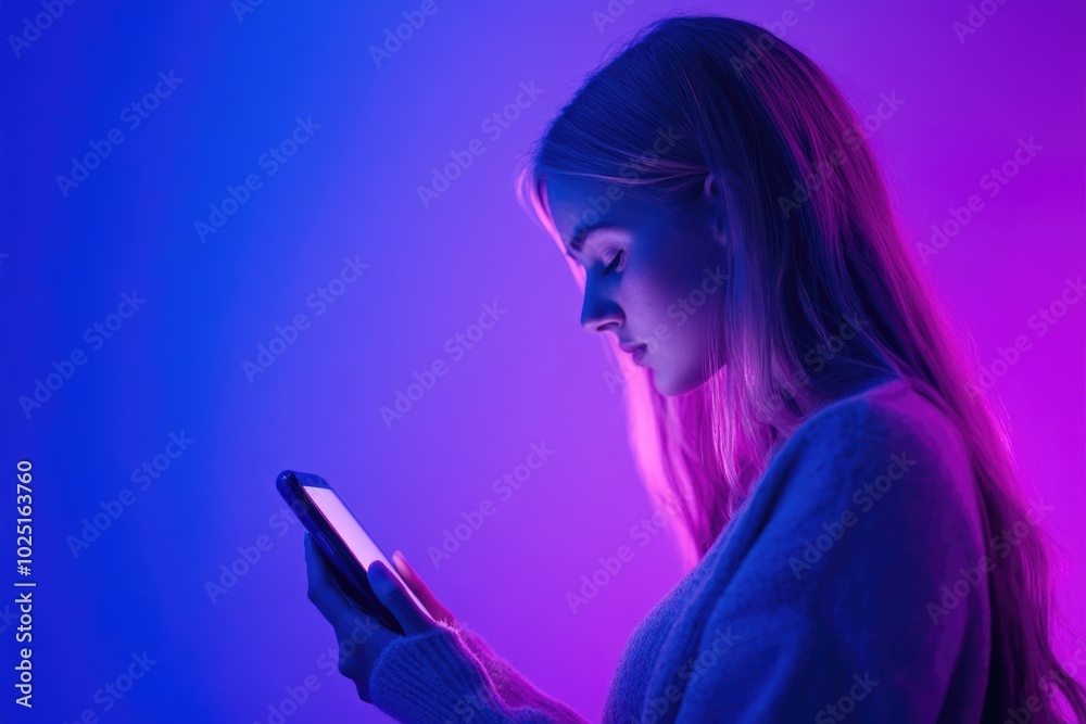 Poster A person examines their mobile device, possibly reading messages or checking notifications