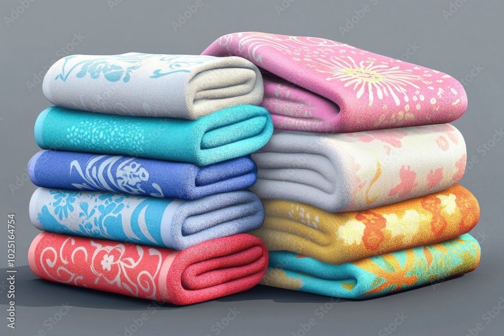 Aufkleber a pile of towels stacked on top of each other, perfect for use in various settings such as bathrooms