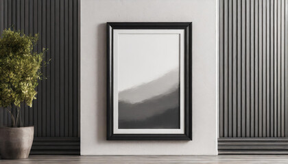Modern abstract artwork displayed in a stylish interior setting with neutral tones and elegant framing
