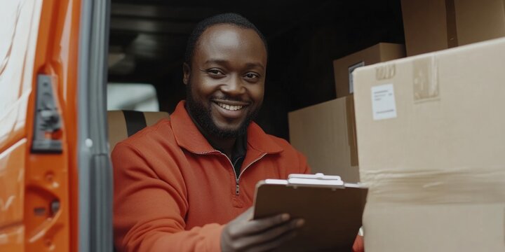 Smiling Delivery Driver with Paperwork