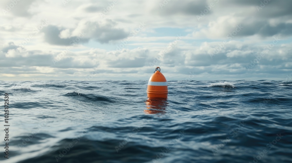 Poster a buoy floating in the open ocean, often used as a navigational aid