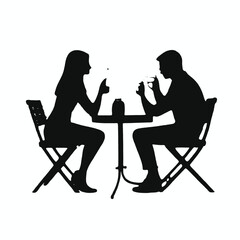 A young Caucasian man and woman sitting at a table, engaged in conversation