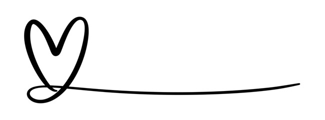 Heart line calligraphy for place your text. Hand drawn design element.
