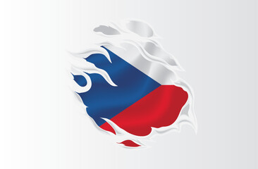 Czech flag ripped icon illustration