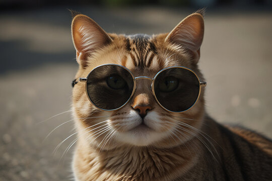 A Cat Wearing Sunglasses A Fun and Playful Illustration of a Cool Cat Exuding Attitude and Style, Perfect for Adding a Touch of Humor and Charm to Any Design.

