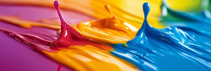 Colorful paint drops create an energetic and lively scene, evoking creativity and vibrancy.
