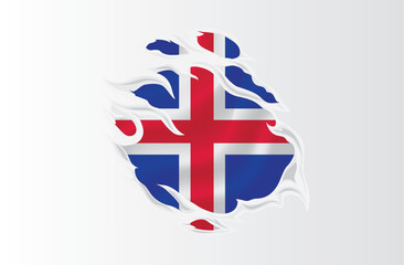 Obraz premium Iceland flag ripped icon illustration