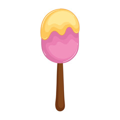 Ice cream popsicle in pink and yellow, vector illustration