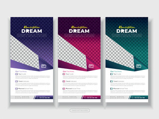 Travel poster or flyer pamphlet dl travel rack card rollup design layout space for photo background.
purple Travel flyer template for travel agency