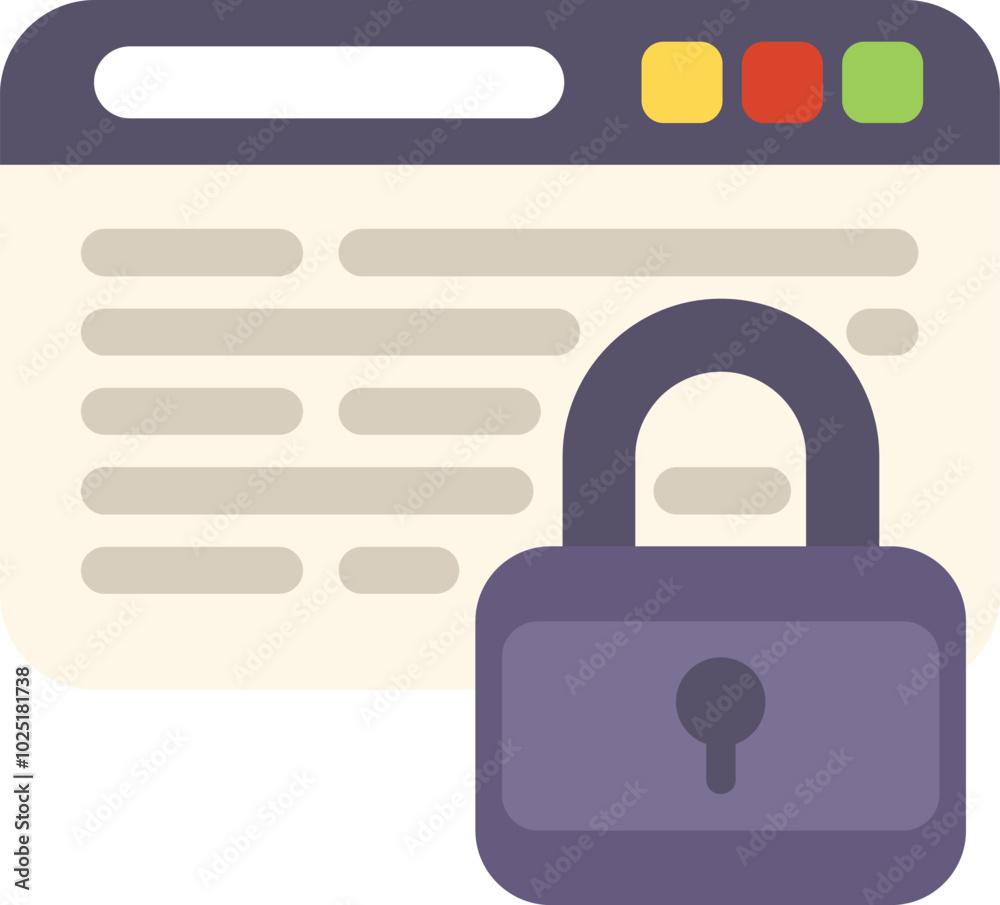 Poster padlock is locking a website on a computer screen, representing online security and data protection