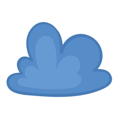 Light blue cloud in cartoon style isolated, vector illustration