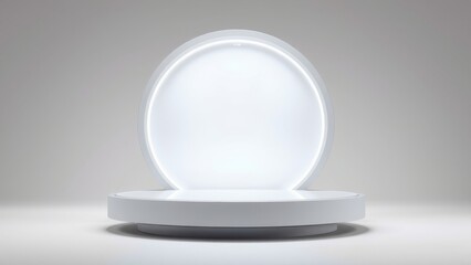 Podium for product presentation on soft light colour background.