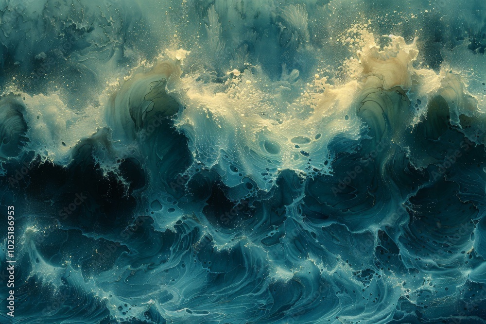 Canvas Prints a painting of a large wave crashing into the ocean. ai.