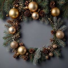Free Photo christmas wreath with bells and ribbon greeting card Christmas border with copy space festive background
  
