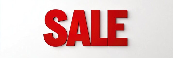 Red SALE Banner on White Background
