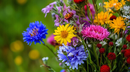 bright and beautiful wild flowers in the field