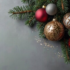 Free Photo christmas wreath with bells and ribbon greeting card Christmas border with copy space festive background
  