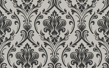 High-Quality Black and White Damask Floral Pattern for Elegant Invitations