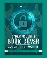 Cyber security modern book cover or flyer template, Cybersecurity Information safety booklet design or flyer