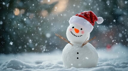 Obraz premium The Cheerful Snowman Smiling